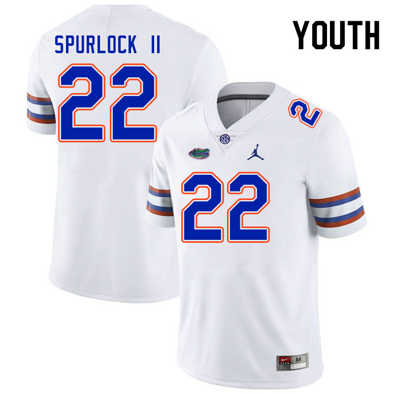 Youth #22 Deuce Spurlock II Florida Gators College Football Jerseys Stitched-White